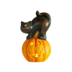 Kerti dekor ker&aacute;mia s&uuml;tőt&ouml;k macsk&aacute;val terracotta 22 cm ST