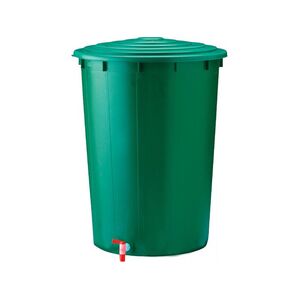 Esőv&iacute;zt&aacute;rol&oacute; tetővel+csappal műanyag 300 literes kerek z&ouml;ld GP