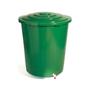 Esőv&iacute;zt&aacute;rol&oacute; tetővel+csappal műanyag 500 literes kerek z&ouml;ld GP