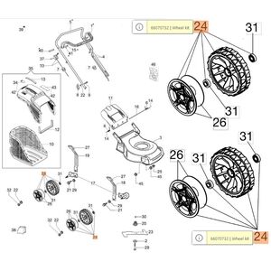 Fűny&iacute;r&oacute;ker&eacute;k komplett  G 44,G 48, G 53, 175x12x45 csap&aacute;gyas, Comfort SD is - 66070624